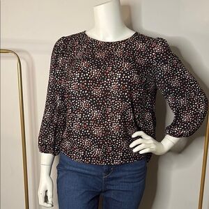 Apt. 9 Brown and White 3/4 Sleeve Blouse